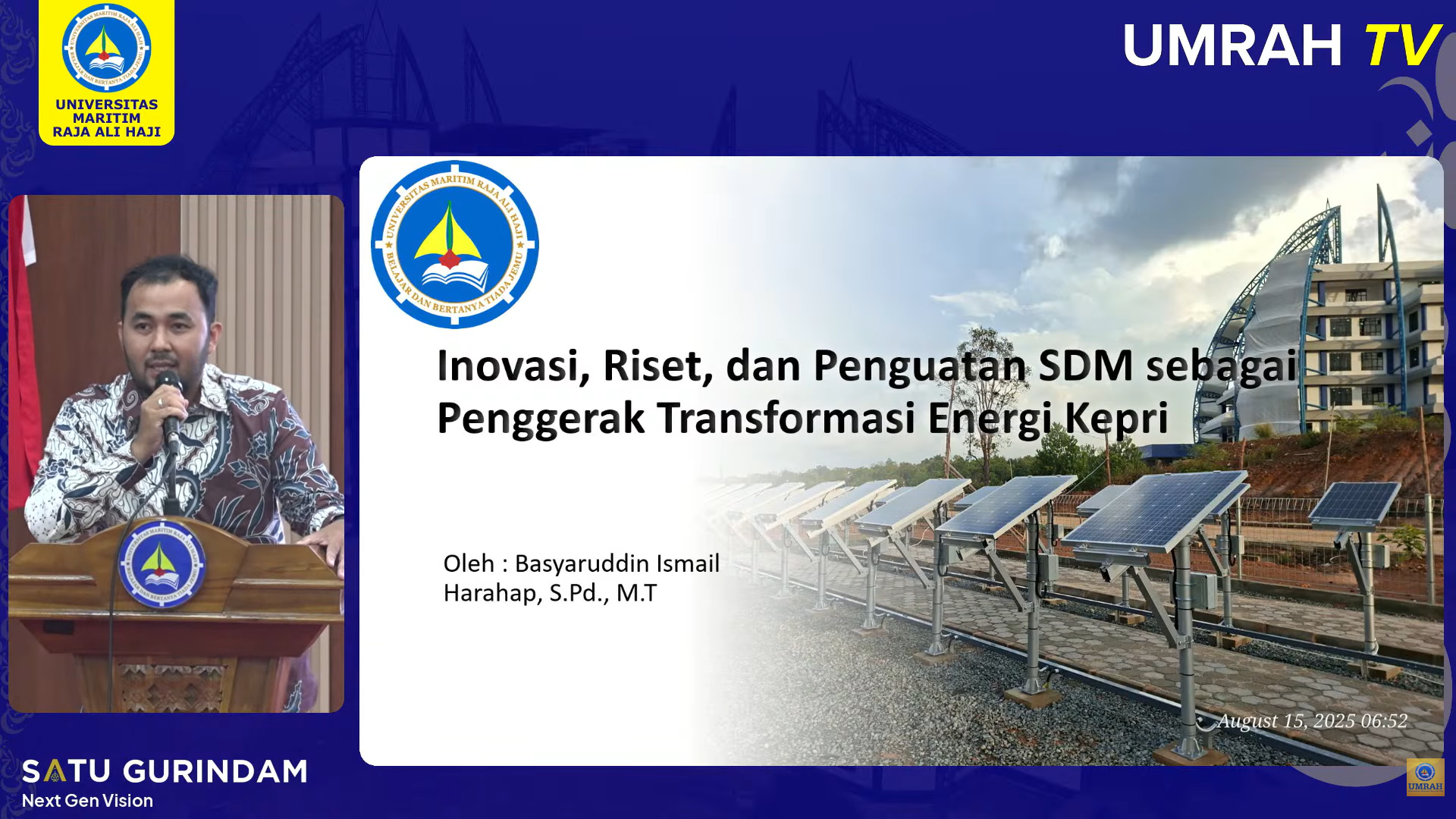 Basyaruddin Ismail Harahap sebagai narasumber dalam Sosialisasi Kebijakan Energi UMRAH dan Dewan Energi Nasional